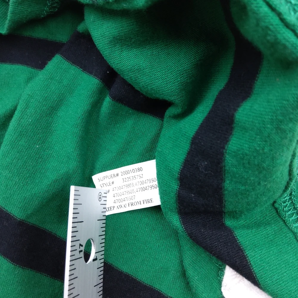 Polo Ralph Lauren, Hoodie L/S Collared Rugby Shirt ,Green W/ Black Stripes, Sz 4